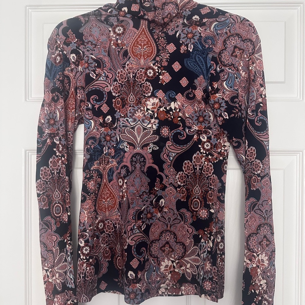 Cara Cara Multicolor Paisley turtleneck Blouse XS $295